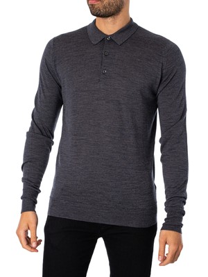 

Мужская рубашка-поло John Smedley Cotswold с длинными рукавами, серая, Grey, COTSWOLD-POLO