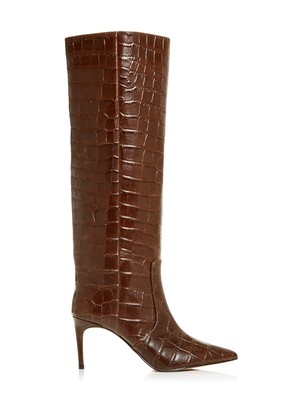 

KURT GEIGER Женские коричневые кожаные ботинки с крокодиловым принтом Bickley Toe Stiletto Leather Boots, Коричневый, 5366730419