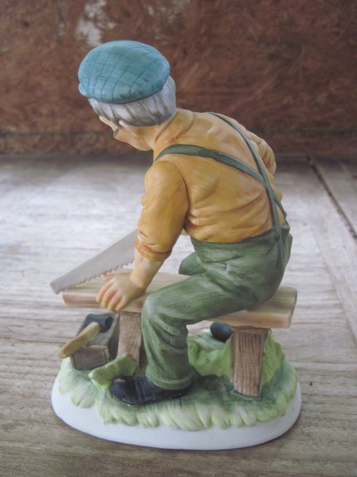 LEFTON Figure Bisque Man with Saw, #2549, Hand Painted, 5 3/4