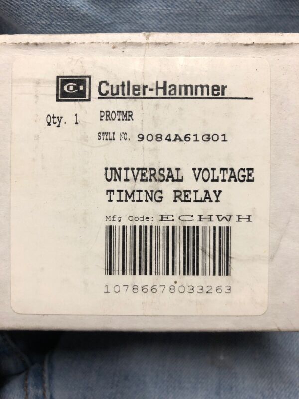 Westinghouse Or Cutler-Hammer 9084A61G01 Universal Voltage Timing Relay ECHWH