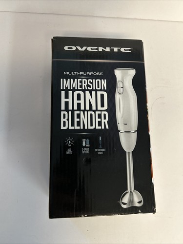 Ovente Electric Immersion Hand Blender 300 Watt 2 Mixing Speed Food & Soup White