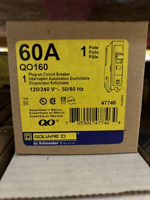 SQUARE D, QO160, 1P, 60A, PLUG IN BREAKER, NEW!