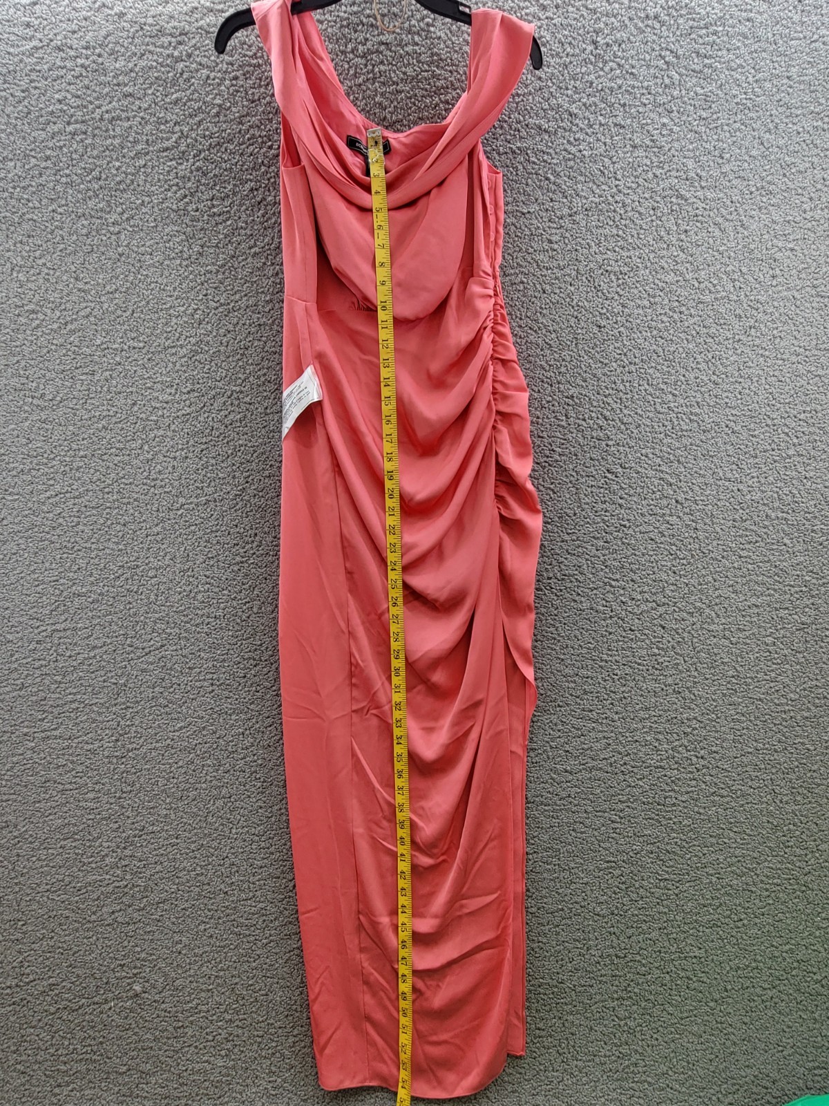 BCBGMAXAZRIA Asymmetric Neck Long Dress Women's 6 Coral Side Zip w/ Button - Picture 6 of 13