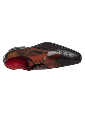 Pre-owned Jeffery West Men's Derby Brogue Leather Shoes, Brown