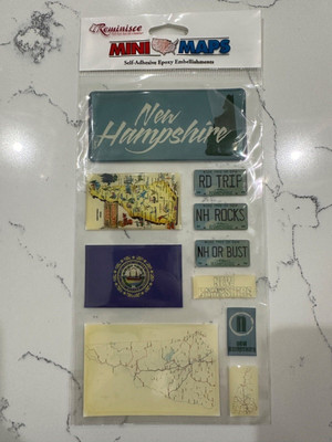 Reminisce Mini Maps New Hampshire Self Adhesive Epoxy Embellishments 3-D Sticker