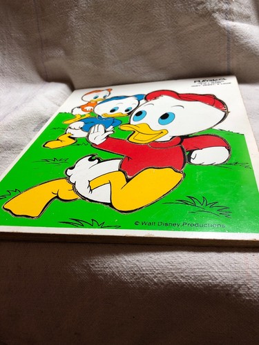 vintage wood/wooden jigsaw puzzle playskool 190-14 huey dewey louie walt disney