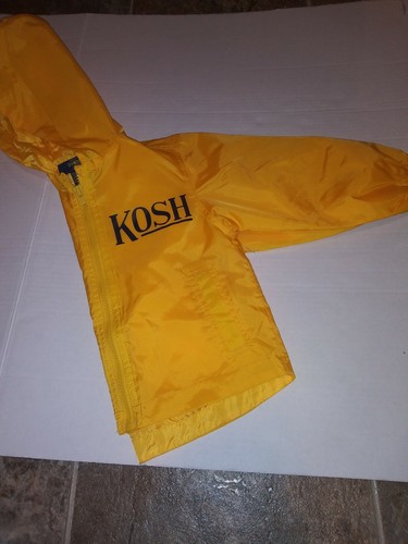 OSHKOSH B'GOSH Boys 3T Hooded Raincoat Zip Up Yellow Vintage EXCELLENT