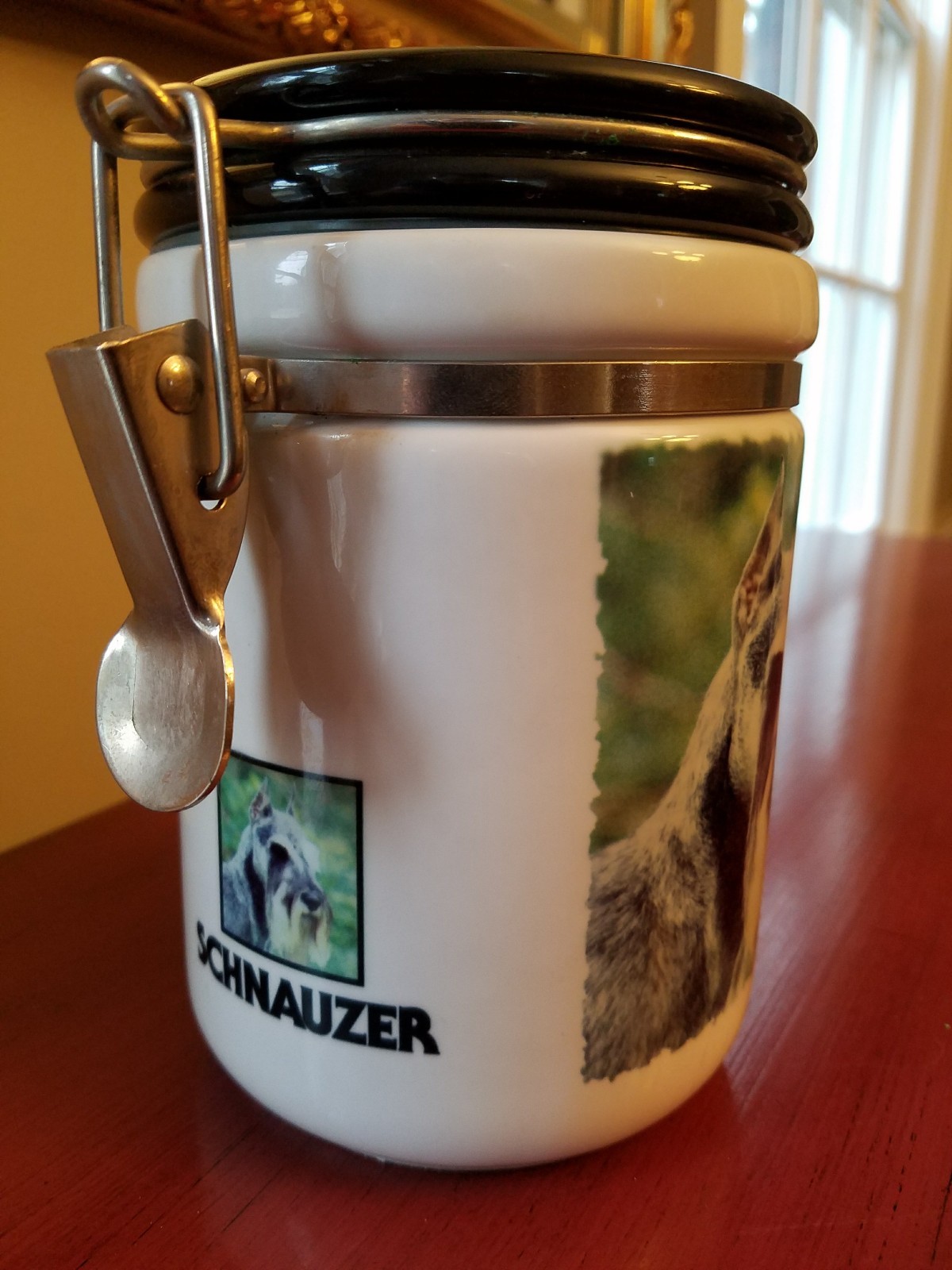 Schnauzer Ceramic Dog Treat Cookie Jar with Lock Lid