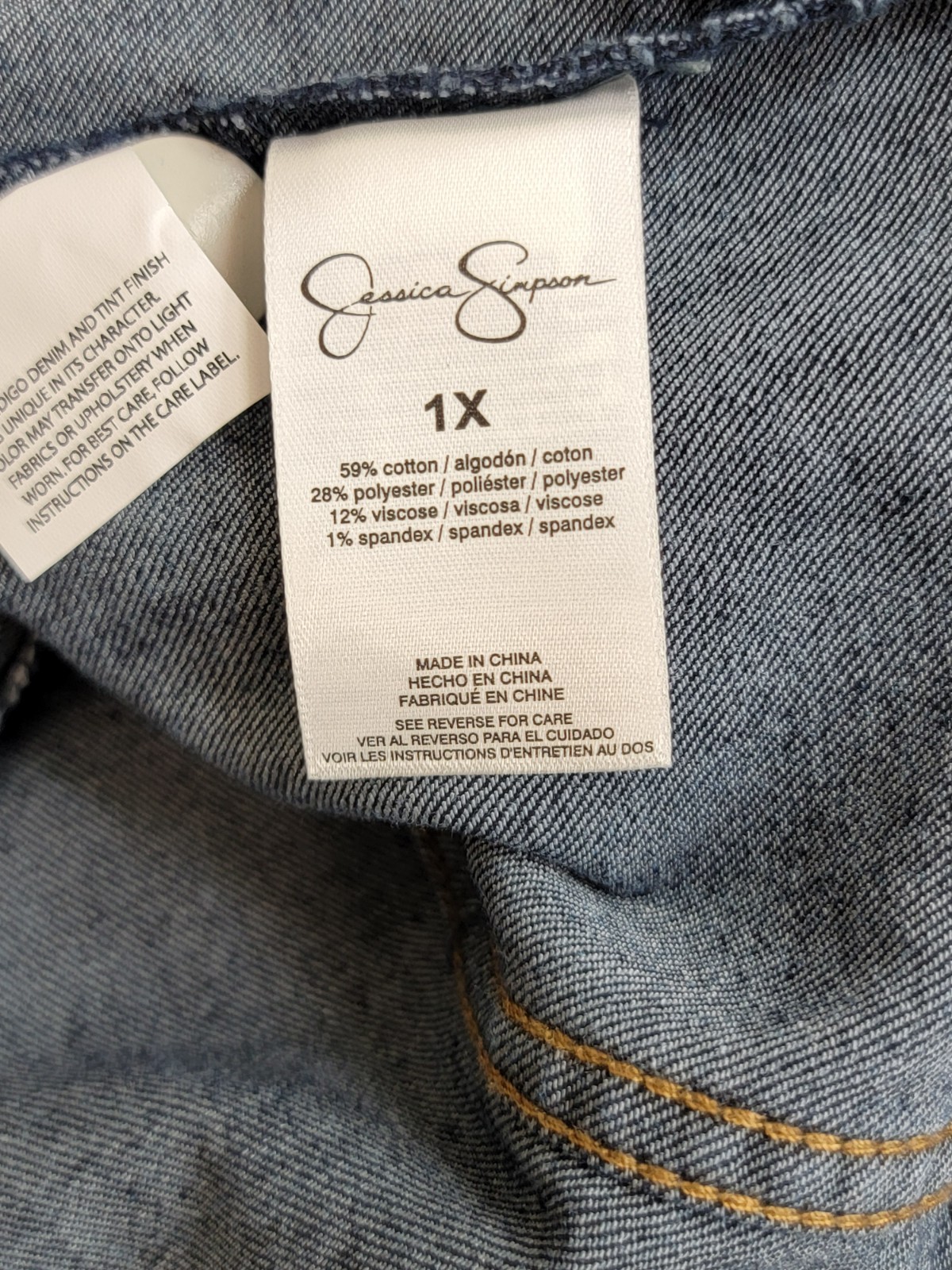 Jessica Simpson Trendy Plus Size Pixie Long Sleeve Denim Jacket Women's 1X Sevy - Picture 17 of 19