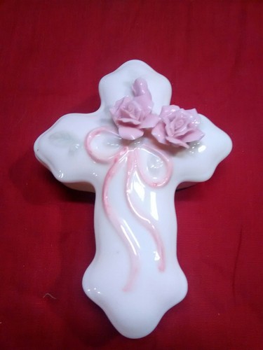 Cross With Flowers Jewelry, Trinket Box,