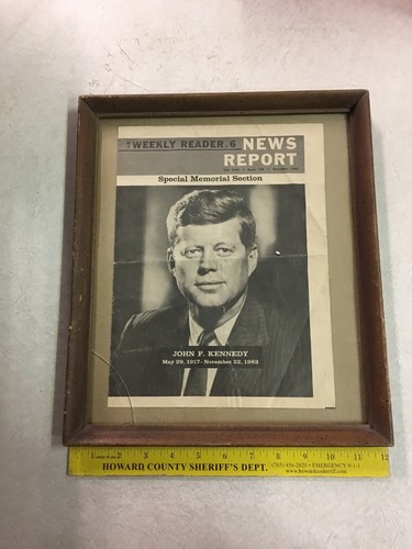 Vintage John F. Kennedy Framed Newspaper Cover Weekly Reader December 1963