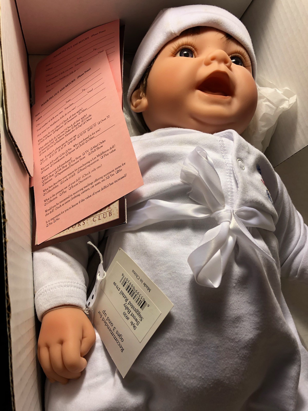 Lee Middleton Reva Newborn Nursery Doll Box Bible Parent Packet Thumb Suck
