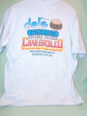 Ocean City NJ Boardwalk Del's Steaks & Subs T Shirt Sz L Hanes Beefy-T