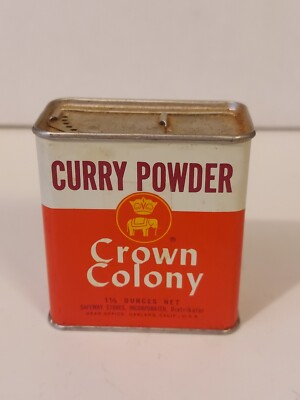Crown Colony Brand 1968 Cury Powder Spice Tin