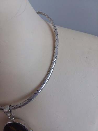 Southwestern Sterling Silver 925 Twisted Choker Necklace w/ 2