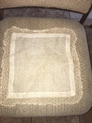 Antique Handmade Handkerchief Hand Sewn Crochet Lace