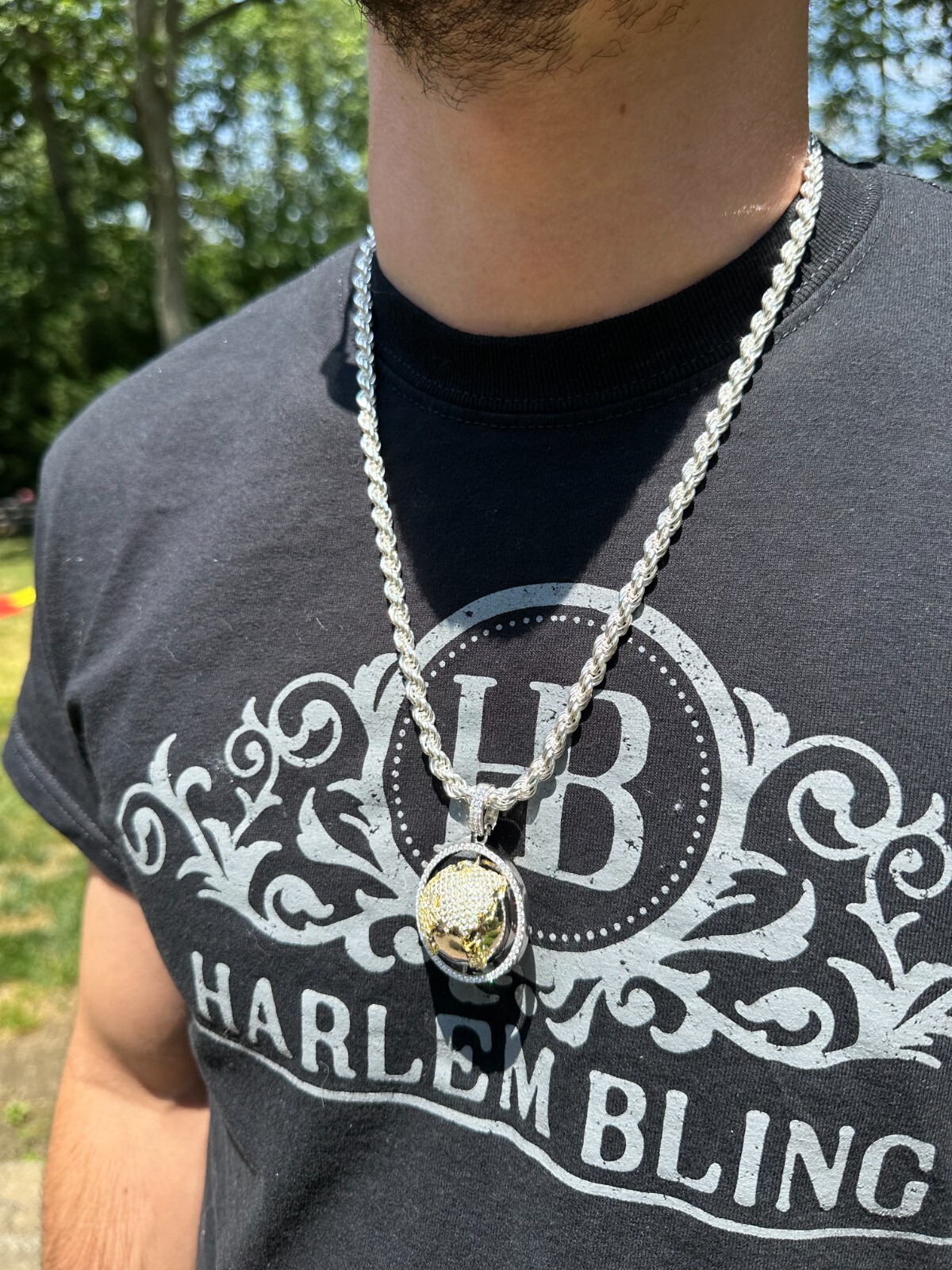 Pre-owned Scarface Moissanite Spinning Globe Real Hip Hop 925 Silver Iced Pendant Necklace 3d Out In White