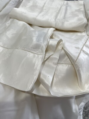 Cuddledown Italy NWT 1pc King Flat Sheet 100% Silk Machine Cream