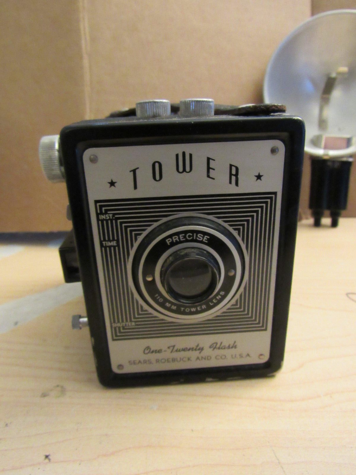 Vintage TOWER One Twenty Box Camera by Sears Roebuck,120 film with BOX
