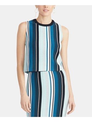 Женская майка без рукавов с круглым вырезом и синей полосой от RACHEL ROY Размер: L