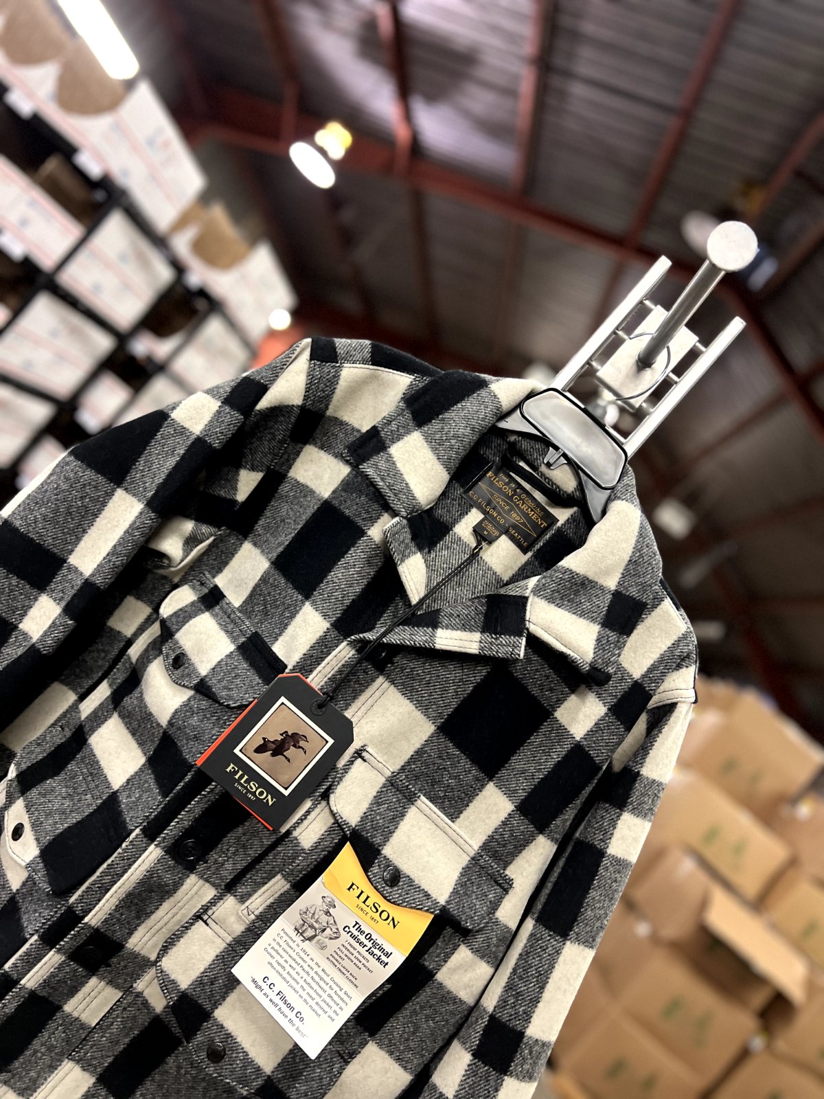 Pre-owned Filson Cc  Black Plaid Wool Mackinaw Cruiser Mens Medium Outdoor Flannel $495