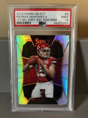 2016 Panini Select - 2017 NFL Draft XRC Prizm #2 Patrick Mahomes PSA 9