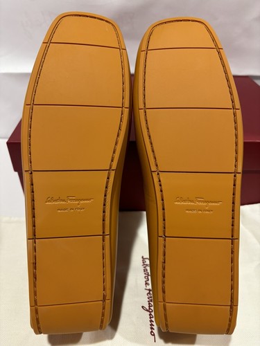 Pre-owned Ferragamo Mens Leather Shoes8d "palinuro" Driving Loafers Gancini In Green