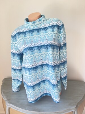 Croft & Barrow L Top Fair Isle Fleece Mock Turtle Neck Sweatshirt Retail $36