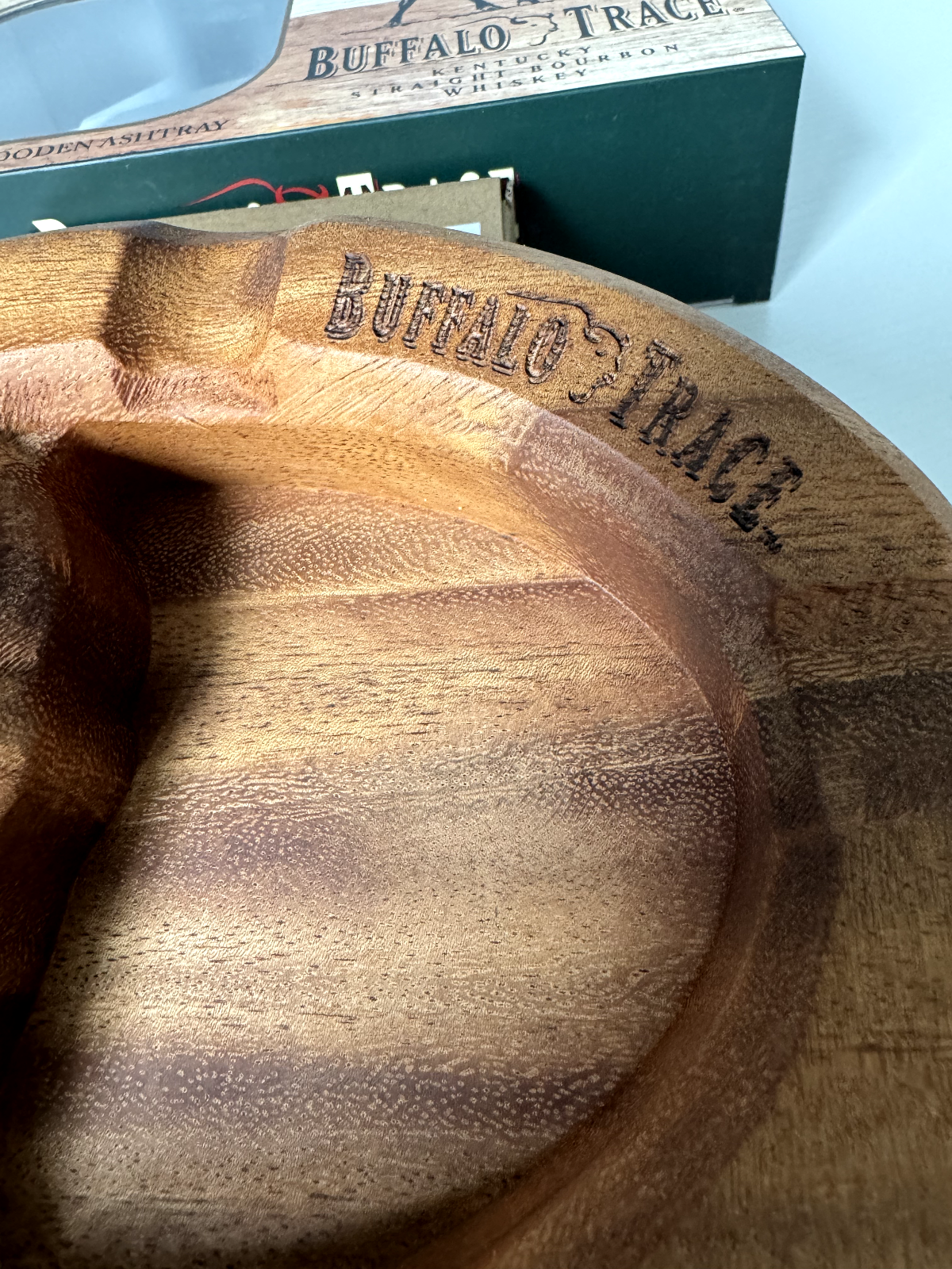 Buffalo Trace Carved Wooden Cigar Ashtray - New