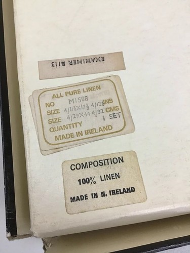 Vintage Blackstaff 1960s Irish Linen Set 4 Napkins Placemats Flower Green Check