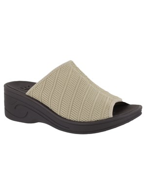 

EASY STREET Женские бежевые шлепанцы на танкетке с воздушным носком на платформе 1 дюйм, 8,5 N, Бежевый, AIRY