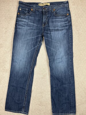 Big Star Jeans Mens Size 38x32 Union Straight Leg Dark Wash Thick Stitch Blue