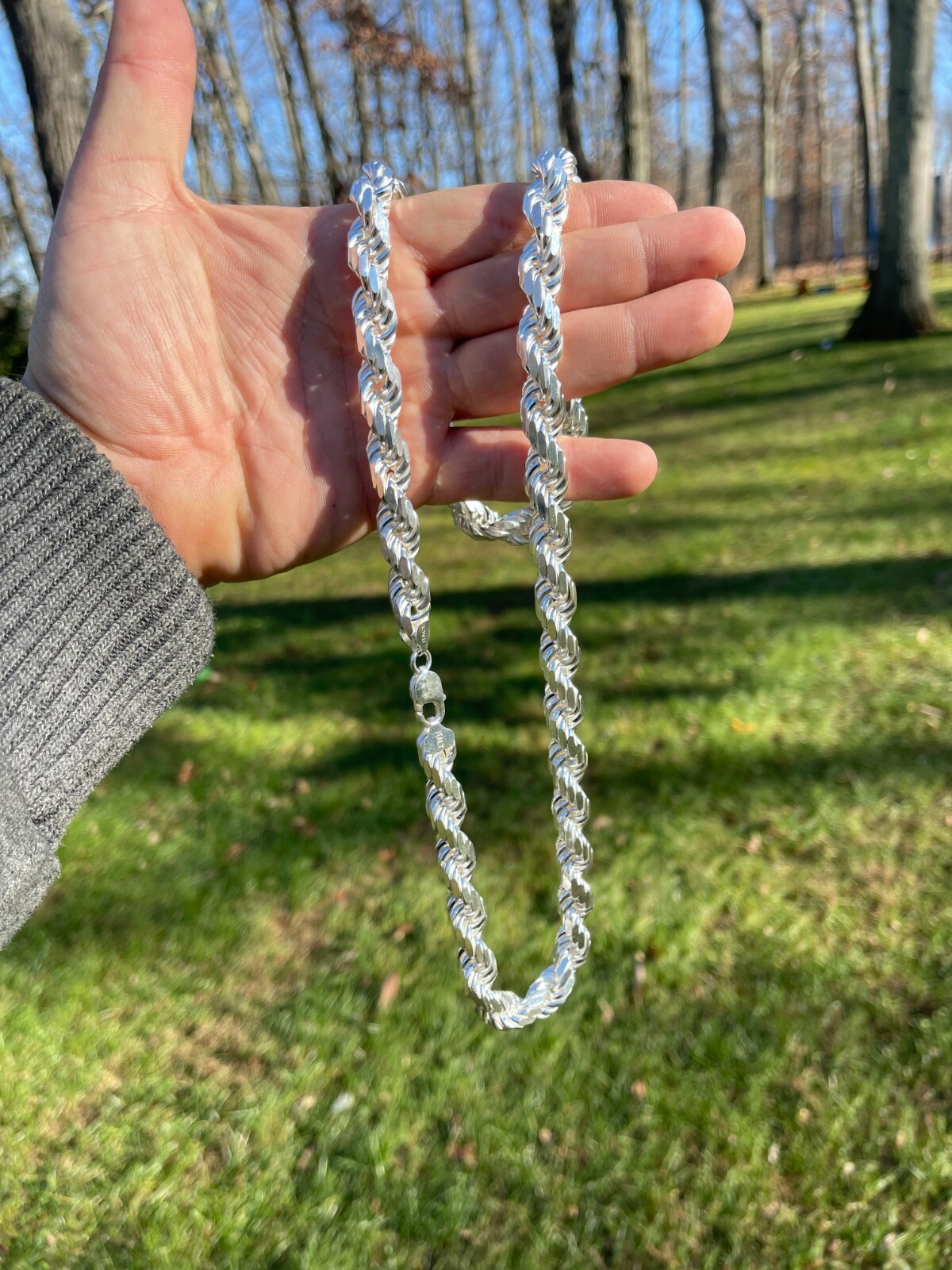 Pre-owned Silver Real Solid 925 Sterling  11mm Thick Men's Rope Chain Necklace Heavy Kilo