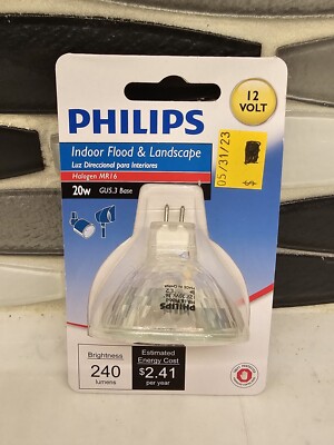 Philips Indoor 20W Flood Landscape 12V Bulbs MR16 240 Lumens GU5.3