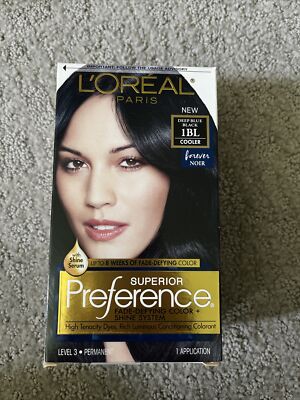L'Oreal Superior Preference Permanent Hair Color 1BL Deep Blue Black Dye 1 Box