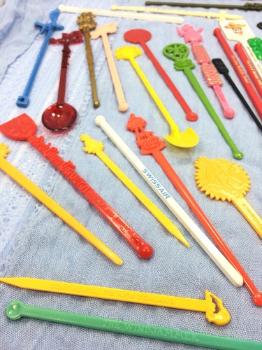37 Vintage Swizzle Stir Sticks Alcohol Hotels Casinos Airlines Travel Collector