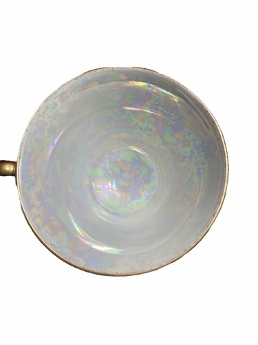 Vintage September Aster iridescent pedestal tea cup and saucer