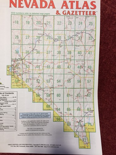Delorme ~Atlas and Gazetteer ~Nevada~Topographic Maps Of The Entire State 1996