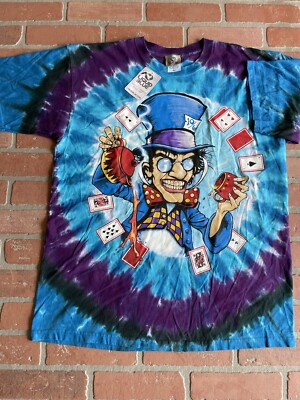 2003 Liquid Blue Alice in Wonderland Mad Hatter Tie Dye Shirt Large Vintage New