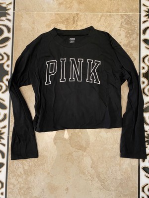 NEW Victoria s Secret PINK long sleeve T-shirt Campus Baseball Rare Bling Logo