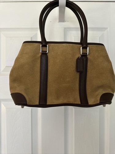 Vtg Coach Hampton Classic Handbag 7536 Tan Suede & Brown Vtg Coach Hampton Classic Handbag 7536 Tan Suede & Brown
