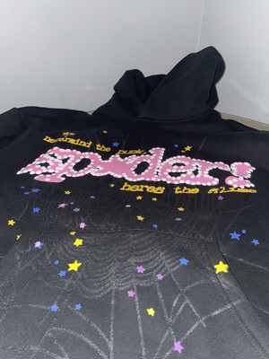 100% Authentic Sp5der hoodie v2 Black and Pink (Medium)