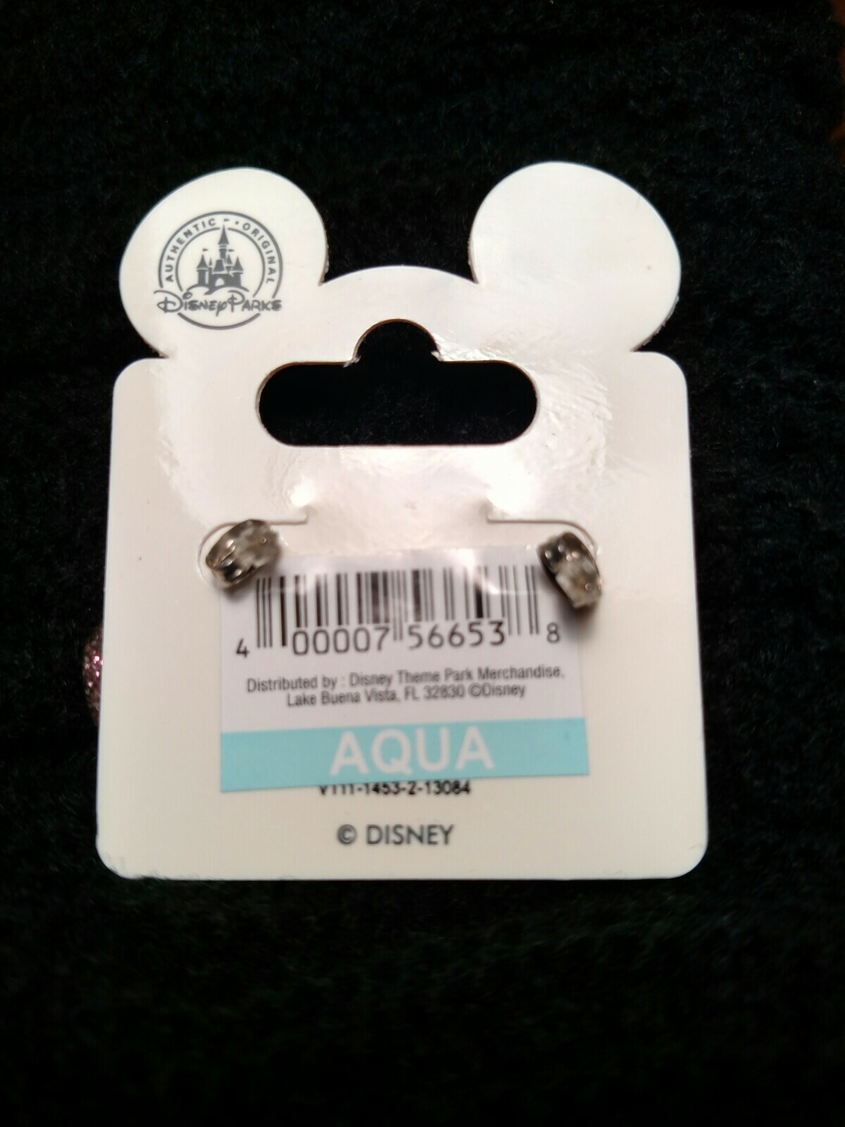 Disney Minnie Mouse Glittery Pink Heart Dangle Stud Earrings  *NEW*