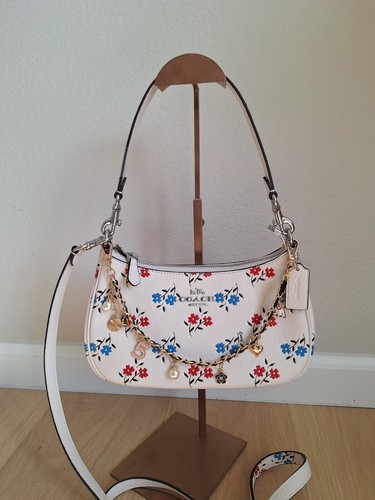 NWT Coach CT830 Teri Shoulder Bag Pebble Leather Floral Print