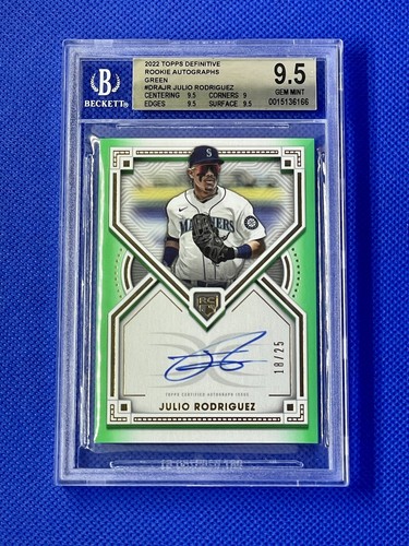 Julio Rodriguez 2022 Topps Definitive Green RC Auto 18/25