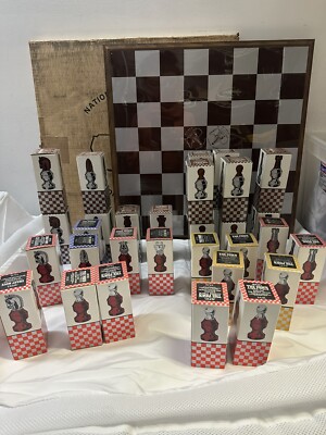 SET (32) Avon Chess PIECES Full Unopened After Shave W/ BOARD and Original Box