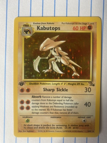 ポケモン - Kabutops カブトプス 1ED 1st Edition 英語版 9/62 Kabutops - Holo - 1st Edition.. #9/62. Pokemon Card. Near