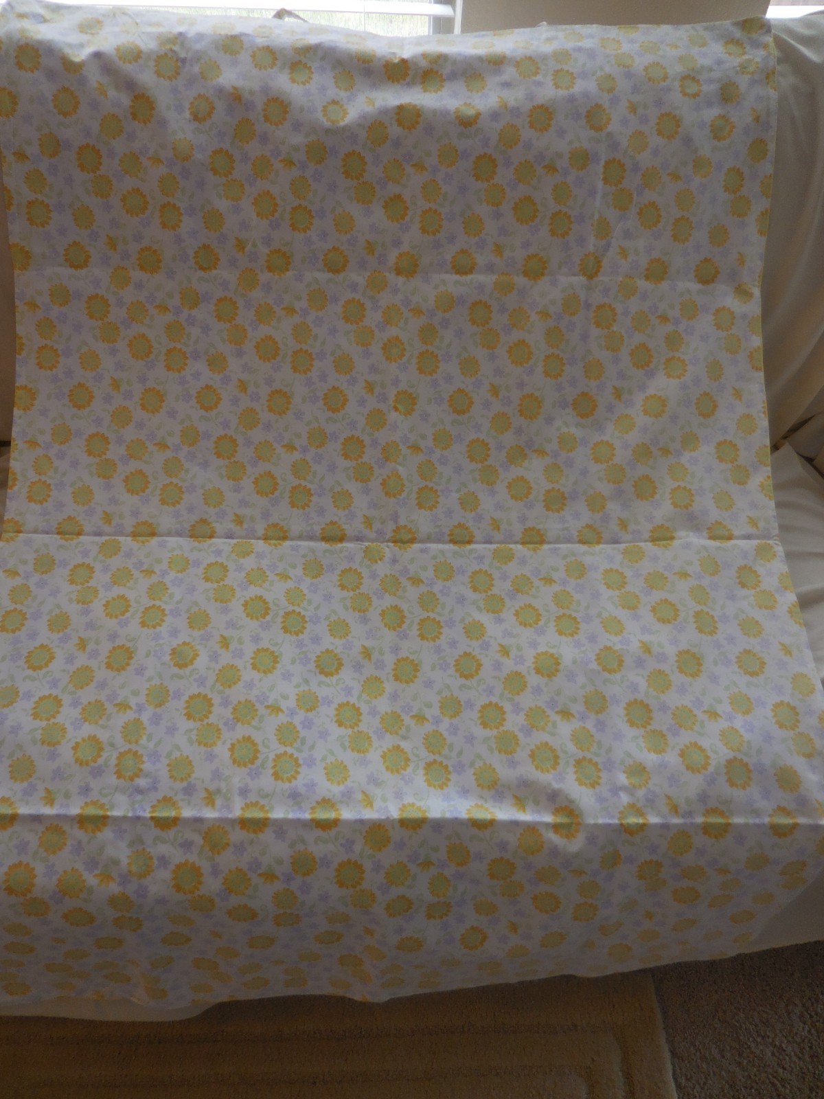 Pottery Barn Kids Crib Duvet Yellow Lavender White Sunflowers Floral Striped