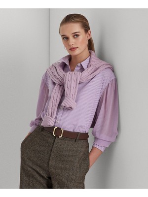 

LAUREN RALPH LAUREN Женский фиолетовый рабочий топ на пуговицах с длинными рукавами
