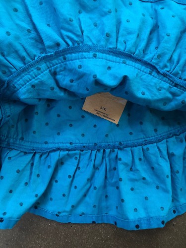 Girls 4 4T Lands End Blue Corduroy Skirt NEW NWT Black Dot Ruffle